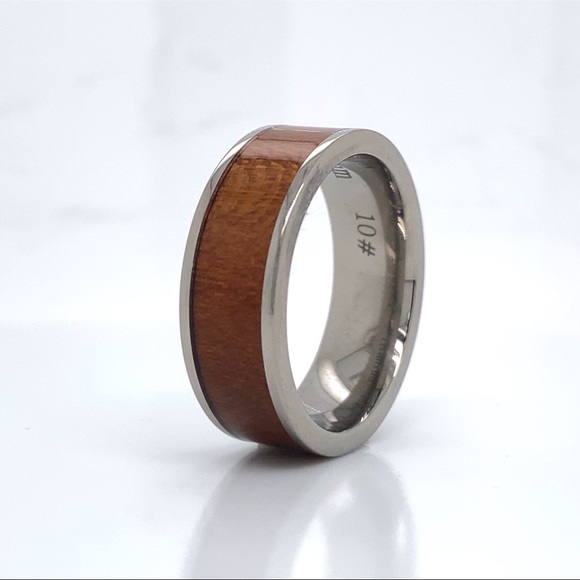 NEW 8mm Titanium Koa Wood Band